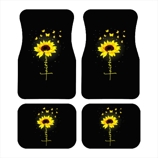 Faith Butterfly Sunflower Flower Car Mats