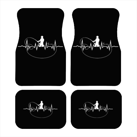 Vintage Fishing Heartbeat Graphic Men Women Car Mats