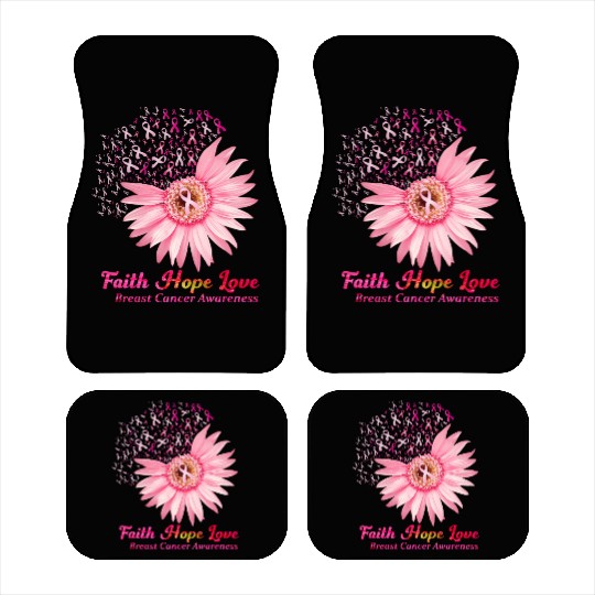 Faith Hope Love Breast Cancer Awareness Flower Pin Car Mats