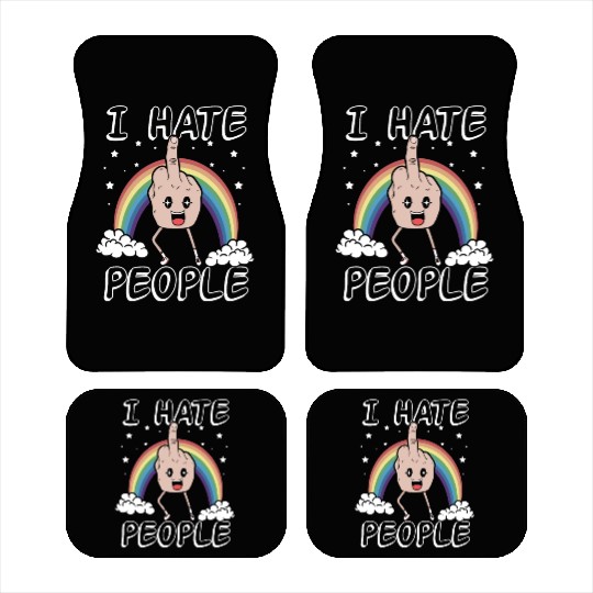 I Hate People Middle Finger Funny Rainbow Gift Car Mats