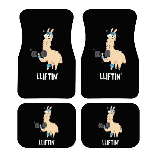 Lama in the gym - lifting weights Car Mats
