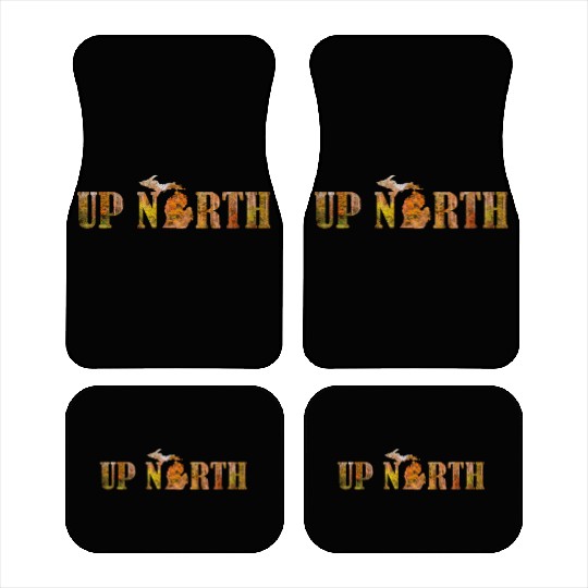 Up North Michigan Fall Leaves Silhouette Design Car Mats