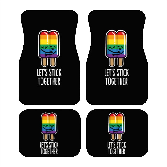 Let's stick together funny gay couple popsicle Car Mats