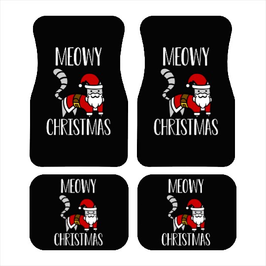 Christmas Cat Greeting Merry Christmas Meowy Trend Car Mats