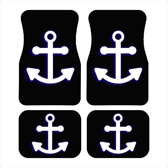 Nautical boat anchor in navy blue and white 3D Car Mats