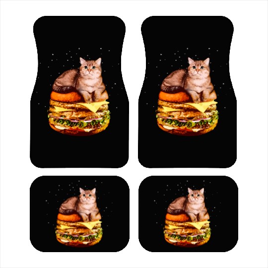 Hamburger Space Cat Funny Kitty Gift Car Mats