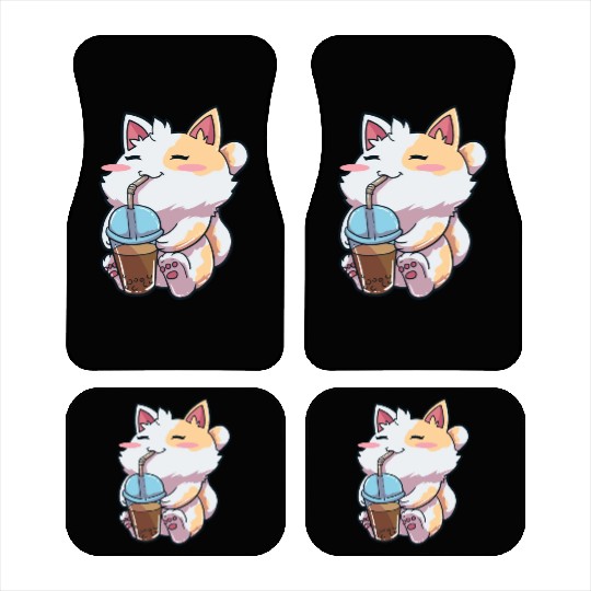 Cat Bubble Tea Anime Car Mats