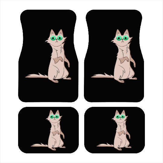 Funny hilarious shocked surprised grey cat cartoon Car Mats