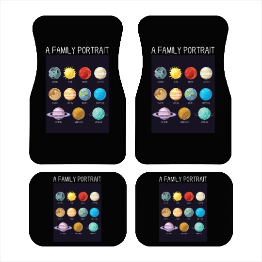 Outer Space Nerd Solar System Planets Sun Moon Car Mats