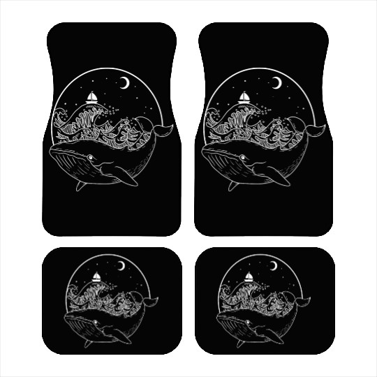 Whale Dolphin in the Ocean at Night and moonlight Car Mats