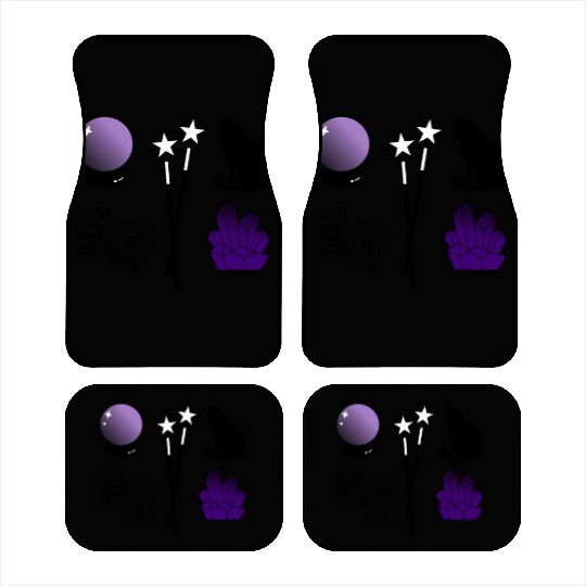 witch magic wand crystal ball tarot crystal cat Car Mats