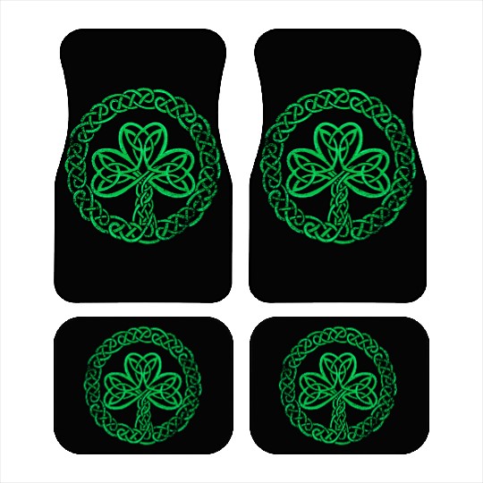 Irish Celtic Knot Shamrock Distressed Clover Car Mats