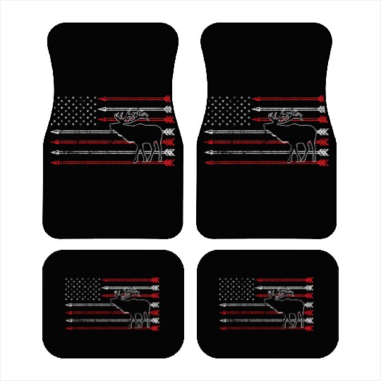 American Flag Elk Hunting Car Mats - Crossbow Hunting