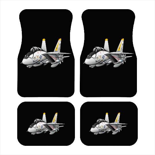 F-14 Tomcat Military Fighter Jet Aircraft Cartoon Car Mats