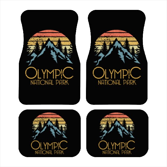 Retro Olympic National Park Washington Mountains S Car Mats