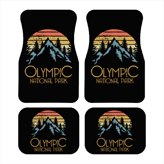Retro Olympic National Park Washington Mountains S Car Mats