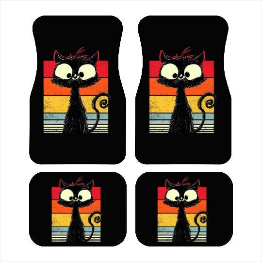 Funny Vintage Cat Black Cat Cat Owner Gift Retr Car Mats