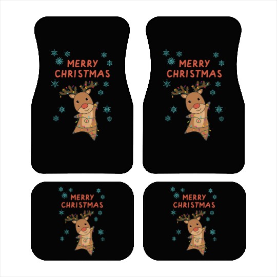 Merry Christmas Rudolph Red Nose Reindeer Snow Car Mats