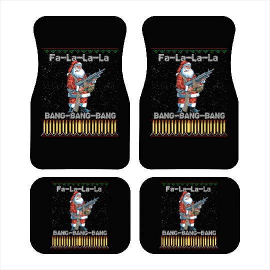 Santa Claus With A Big Gun Singing Song Funny Ugly Car Mats