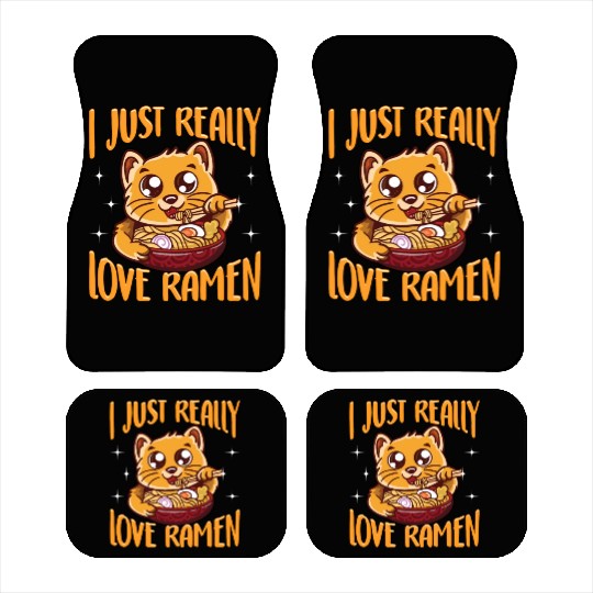 Cute & Funny I Just Really Love Ramen Anime Cat Car Mats