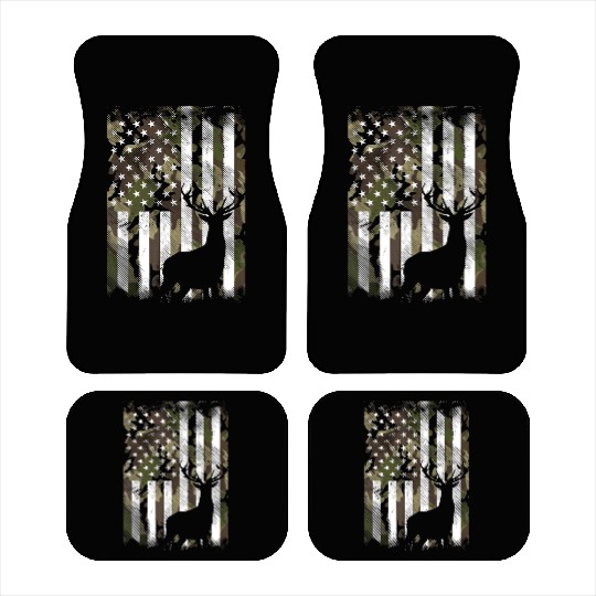 Camo American Flag Deer Hunter Hunting Car Mats