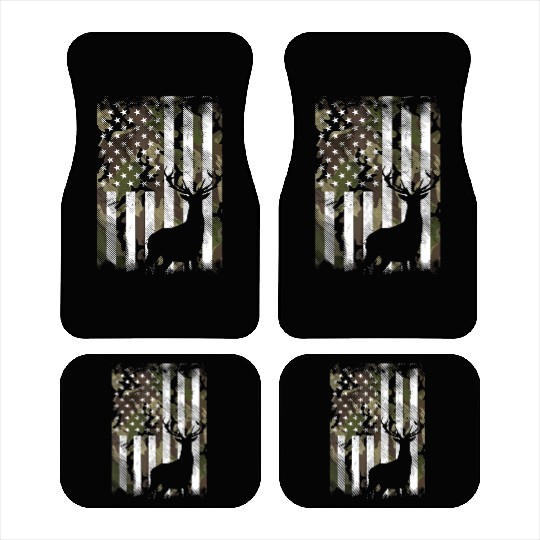 Camo American Flag Deer Hunter Hunting Car Mats
