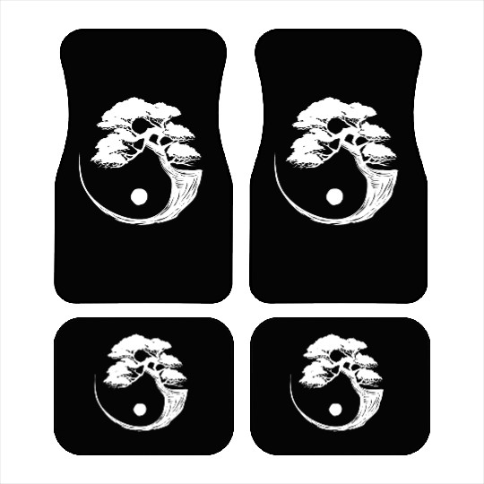 Bonsai Tree Black White Yin Yang Zen Buddhist Car Mats