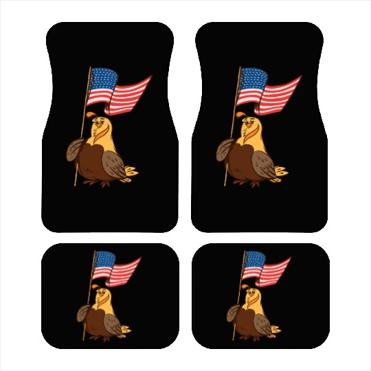 US Quail patriot with banner cute cartoon quail Car Mats