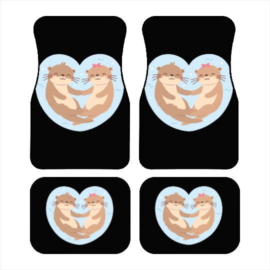 Otter Couple In Love Blue Heart Car Mats