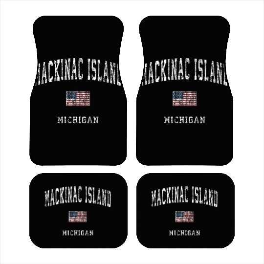 Mackinac Island Michigan MI Vintage American Flag Car Mats