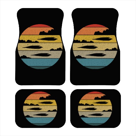 B-2 Bomber Silhouette Retro Sunset Airplane B2 Car Mats