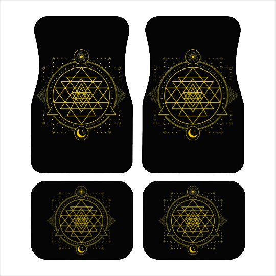 Sri Yantra Geometry Chakra Sun and Moon Car Mats