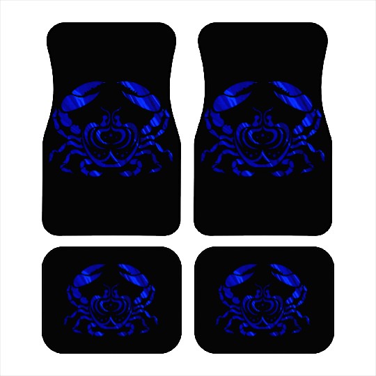 Blue Foil Crab, Tribal Art Style Car Mats