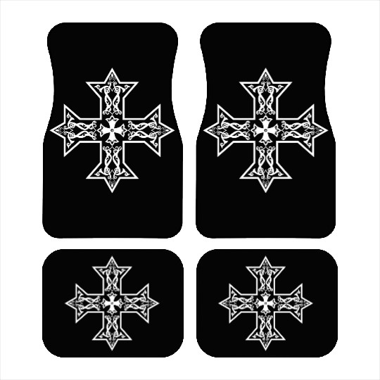 Coptic Orthodox Cross White Car Mats