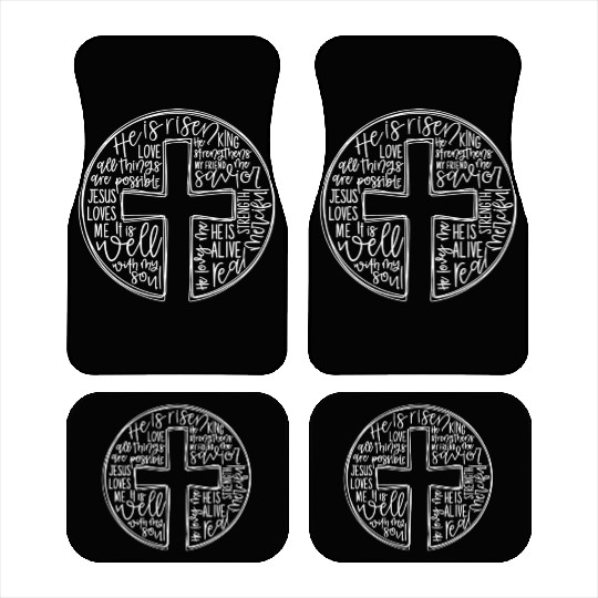 Cross With Words He is Risen Car Mats