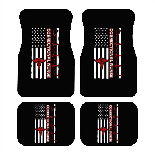 Correctional Nurse USA Flag Nursing RN Car Mats