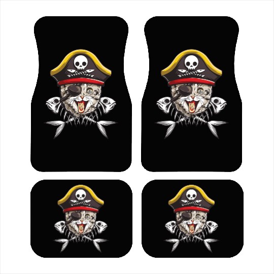Cat Pirate Jolly Roger Flag Skull Crossbones Capta Car Mats