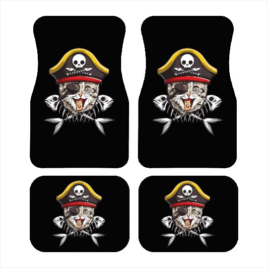 Cat Pirate Jolly Roger Flag Skull Crossbones Capta Car Mats