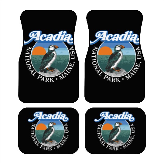 Retro Acadia National Park Vintage Maine Puffin Car Mats