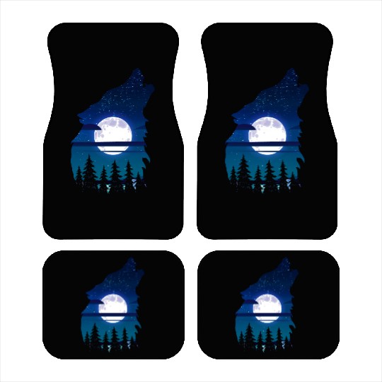 Howling wolf full moon forest howling wild Car Mats
