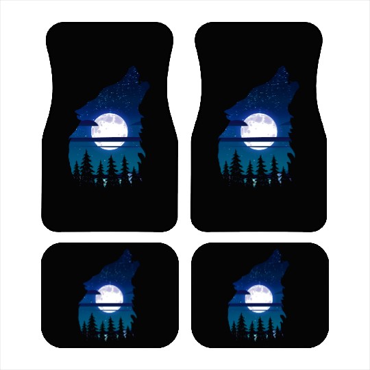 Howling wolf full moon forest howling wild Car Mats