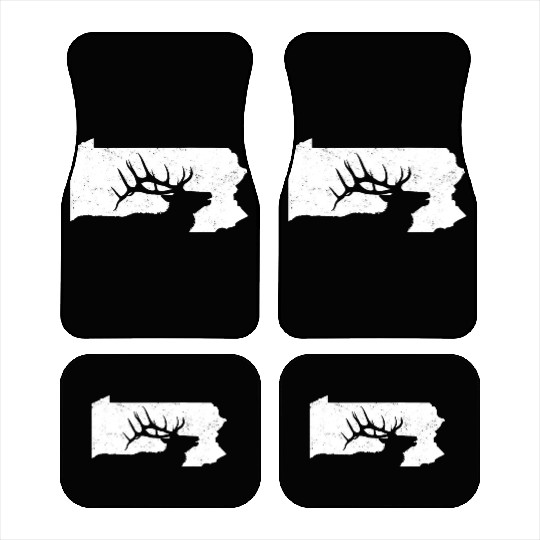Pennsylvania Elk Hunting Bull Elk PA State Shape Car Mats