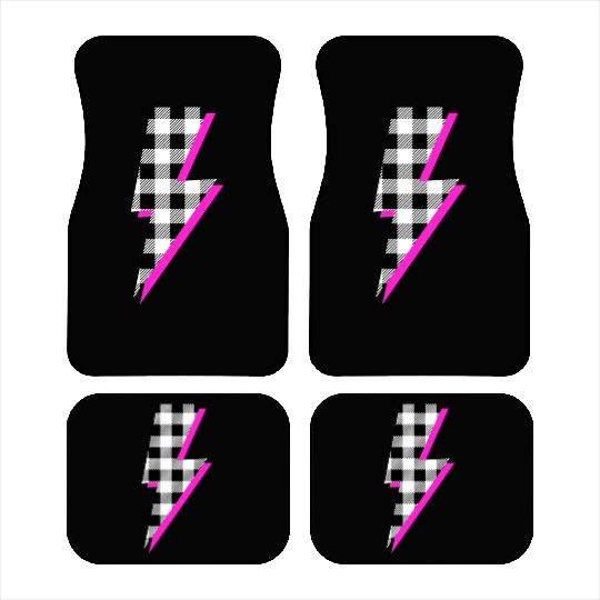 Buffalo Plaid Lightning Bolt Pink Shadow Graphic P Car Mats