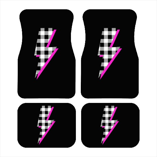 Buffalo Plaid Lightning Bolt Pink Shadow Graphic P Car Mats
