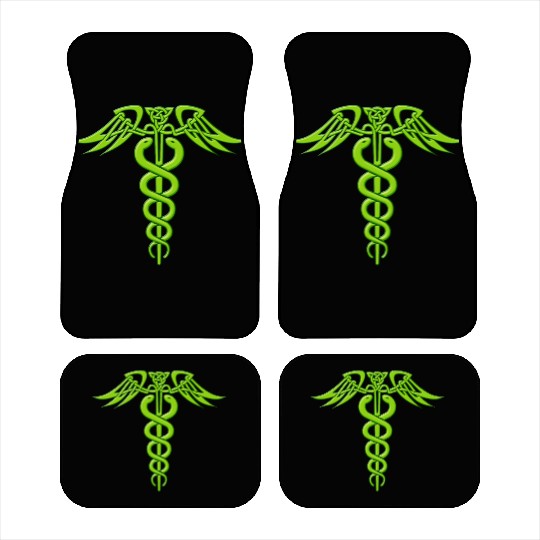 Green Celtic Knot Caduceus Car Mats