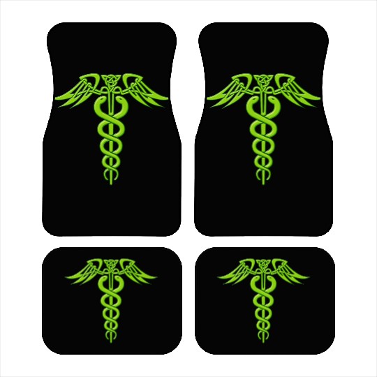Green Celtic Knot Caduceus Car Mats