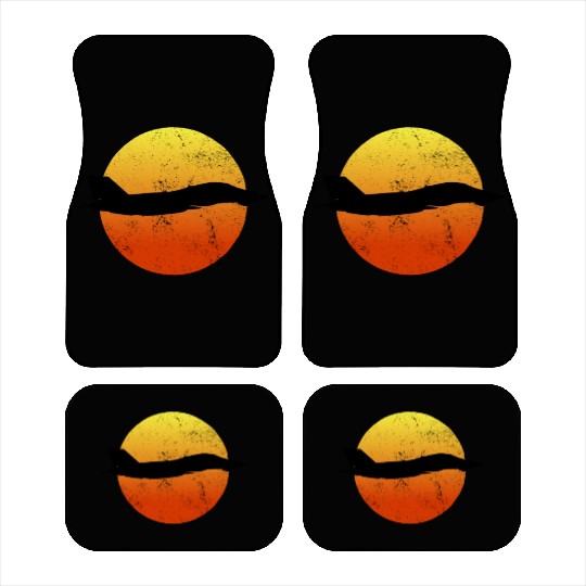 F-14 Tomcat Silhouette Retro Sunset Military F14 Car Mats