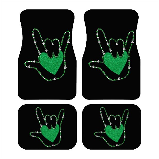 Shamrock I Love You Hands Sign Language ASL Patric Car Mats