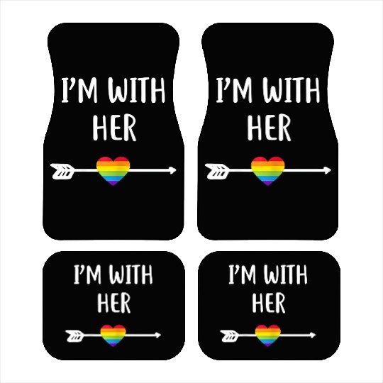 Lesbian Matching Couple Gifts Im With Her Set 1 T Car Mats