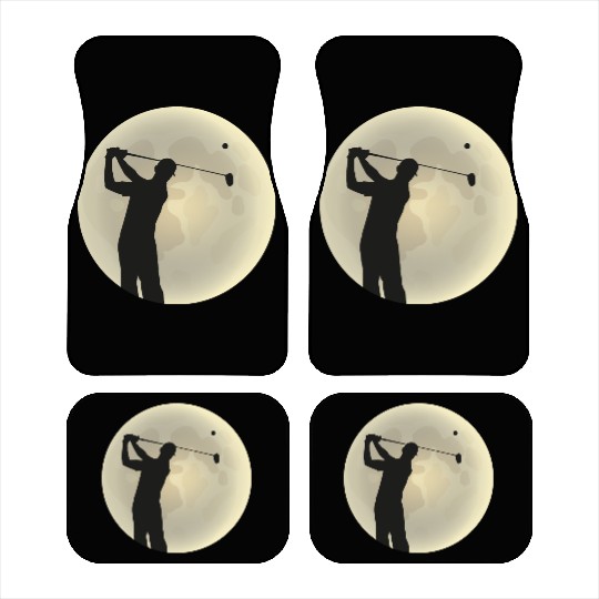 Golfer Silhouette Golf Golfer Moon Full Moon Car Mats